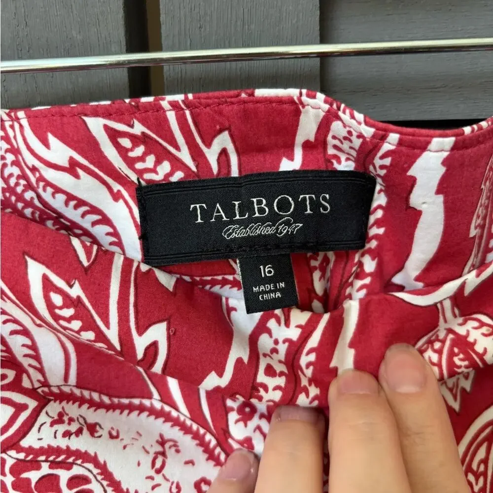 Talbots Dusty Red / Pink and White Floral A-Line Skirt. Size 16 - Picture 5 of 9